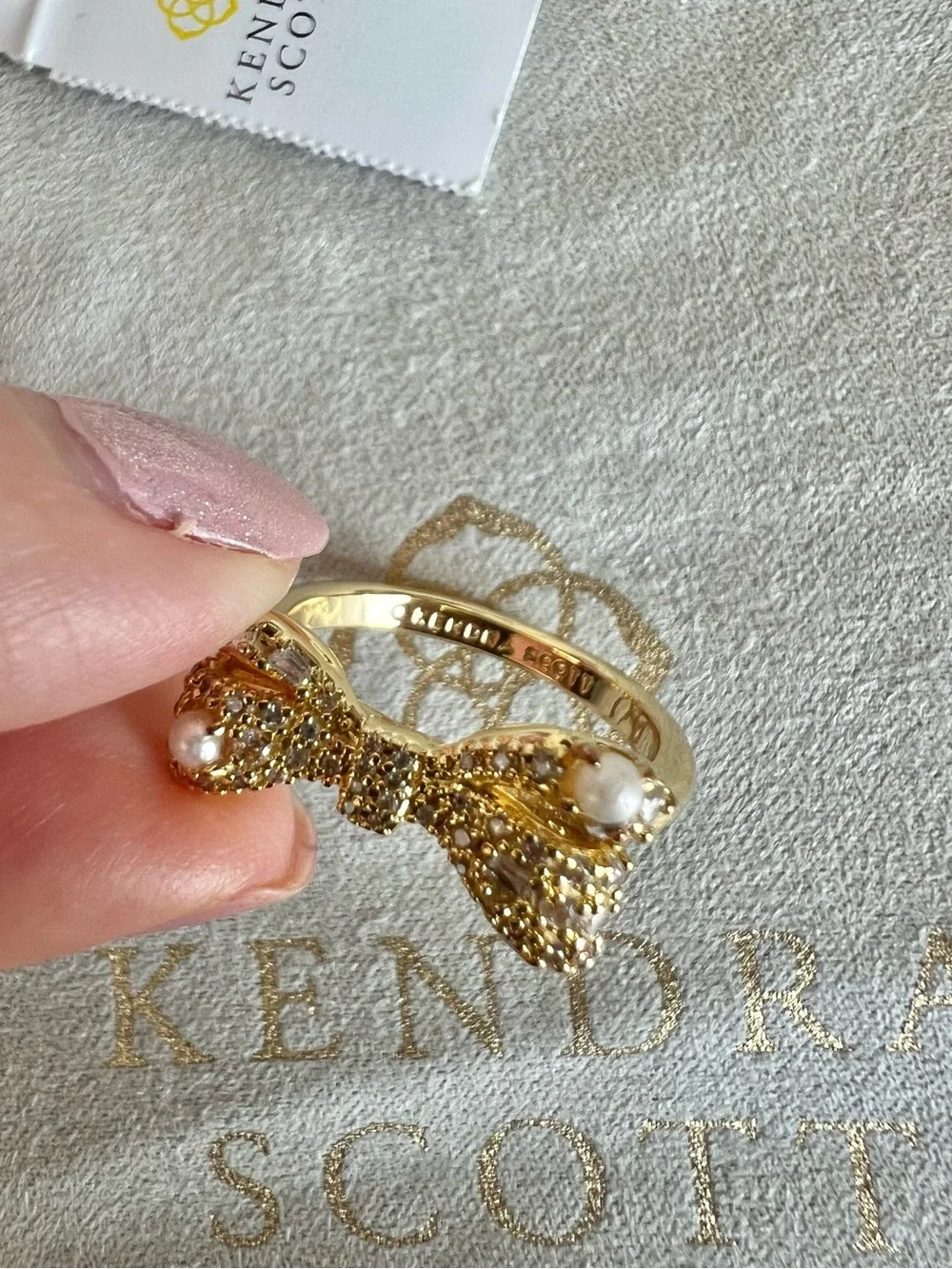 Kendra Scott Krista Gold Bow Cocktail Ring in White Mix